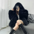 Hooded Oversized Furry Top For Autumn And Winter